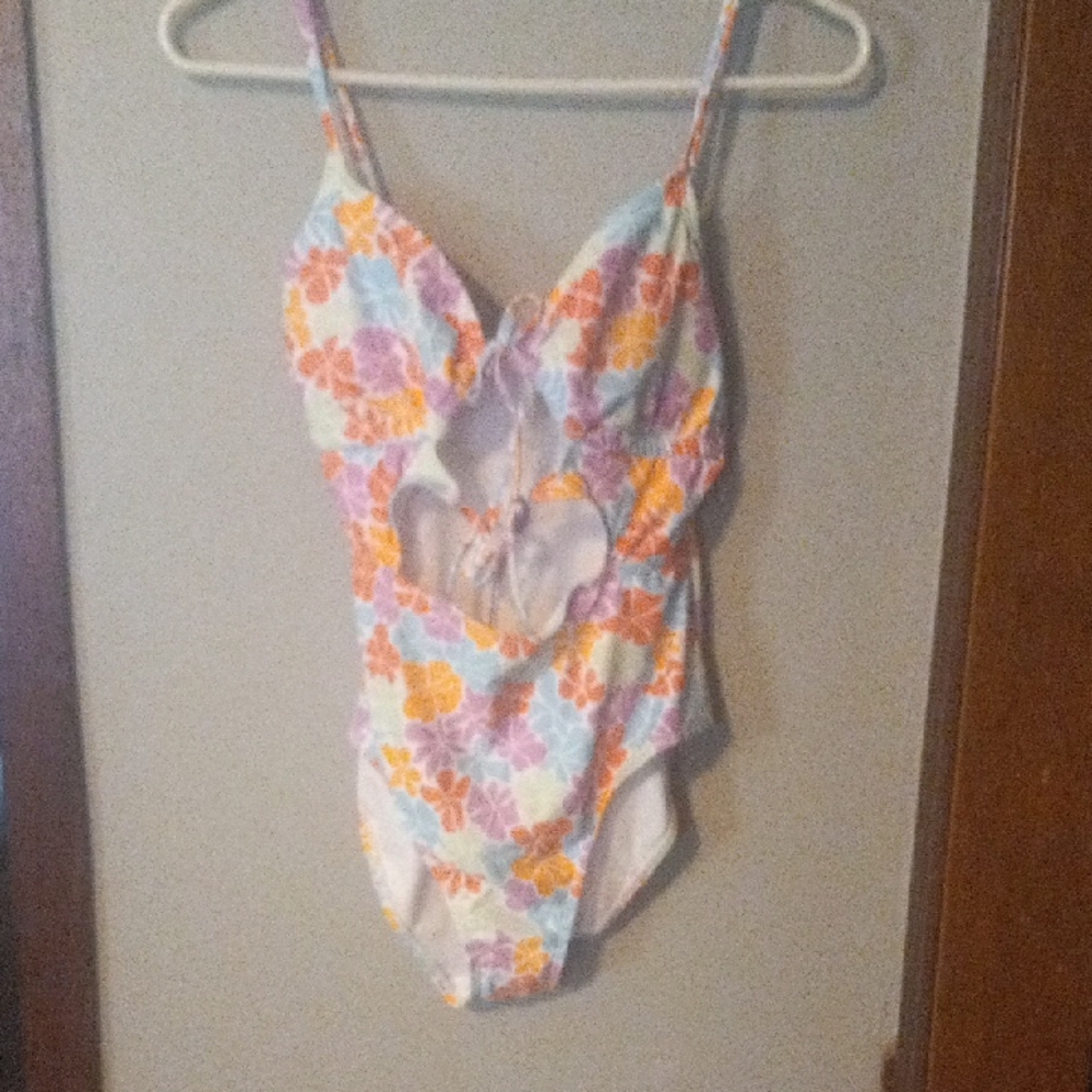 No Boundaries Floral One Piece Swimsuit - Orange, Pink, Purple